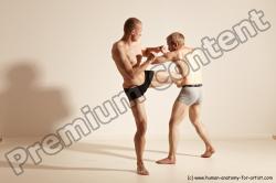 Underwear Martial art Man - Man White Moving poses Slim Short Blond Dynamic poses Academic